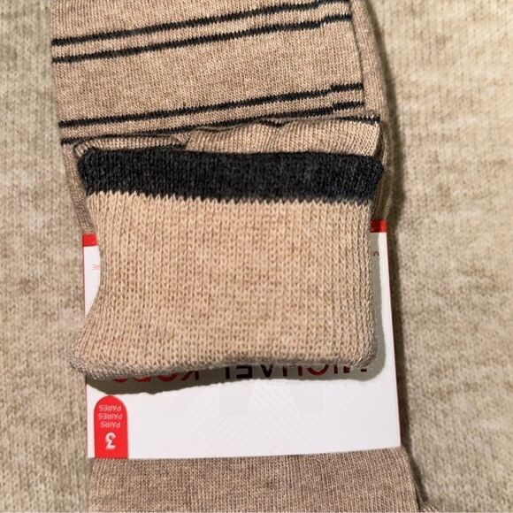 MK Men’s 3 pack Taupe Heather Gray Tan Ivory Cotton Blend Dress Crew Socks - Picture 4 of 10